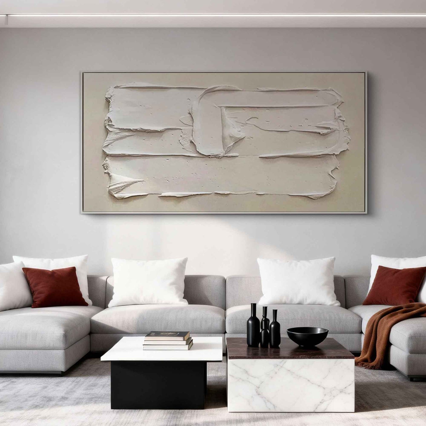 Pure White Thick Texture Abstract Painting
