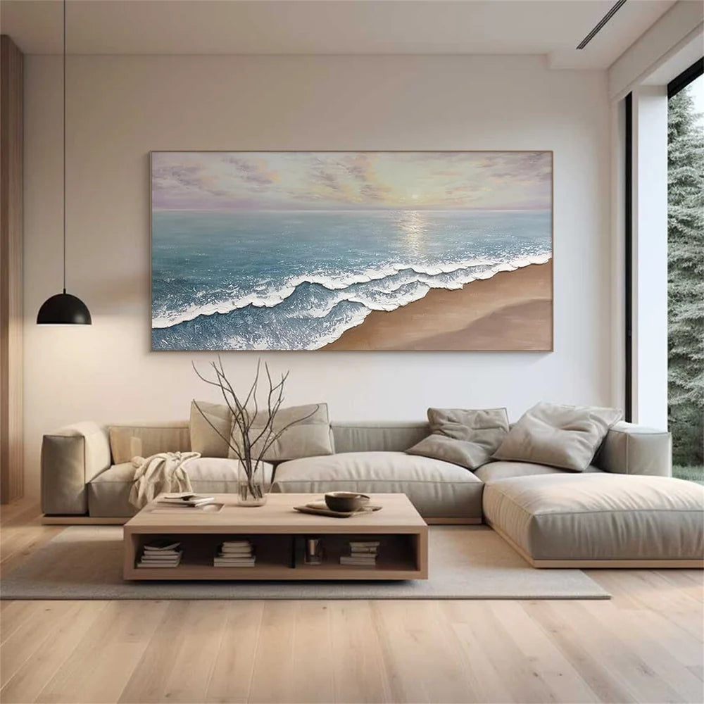 Golden Horizon-Beach Waves Painting