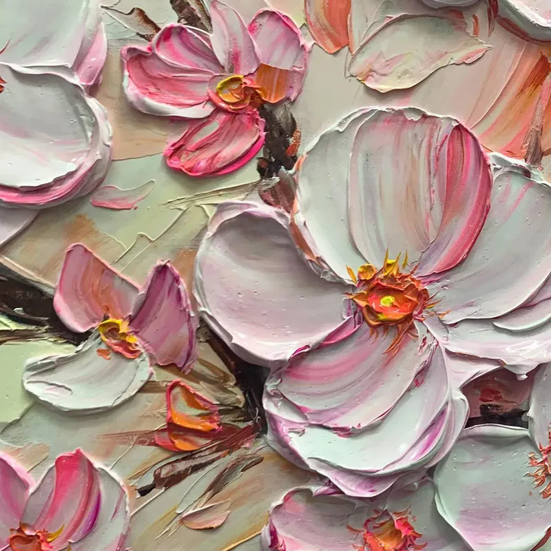 Pink Cherry Flower Textured Painting