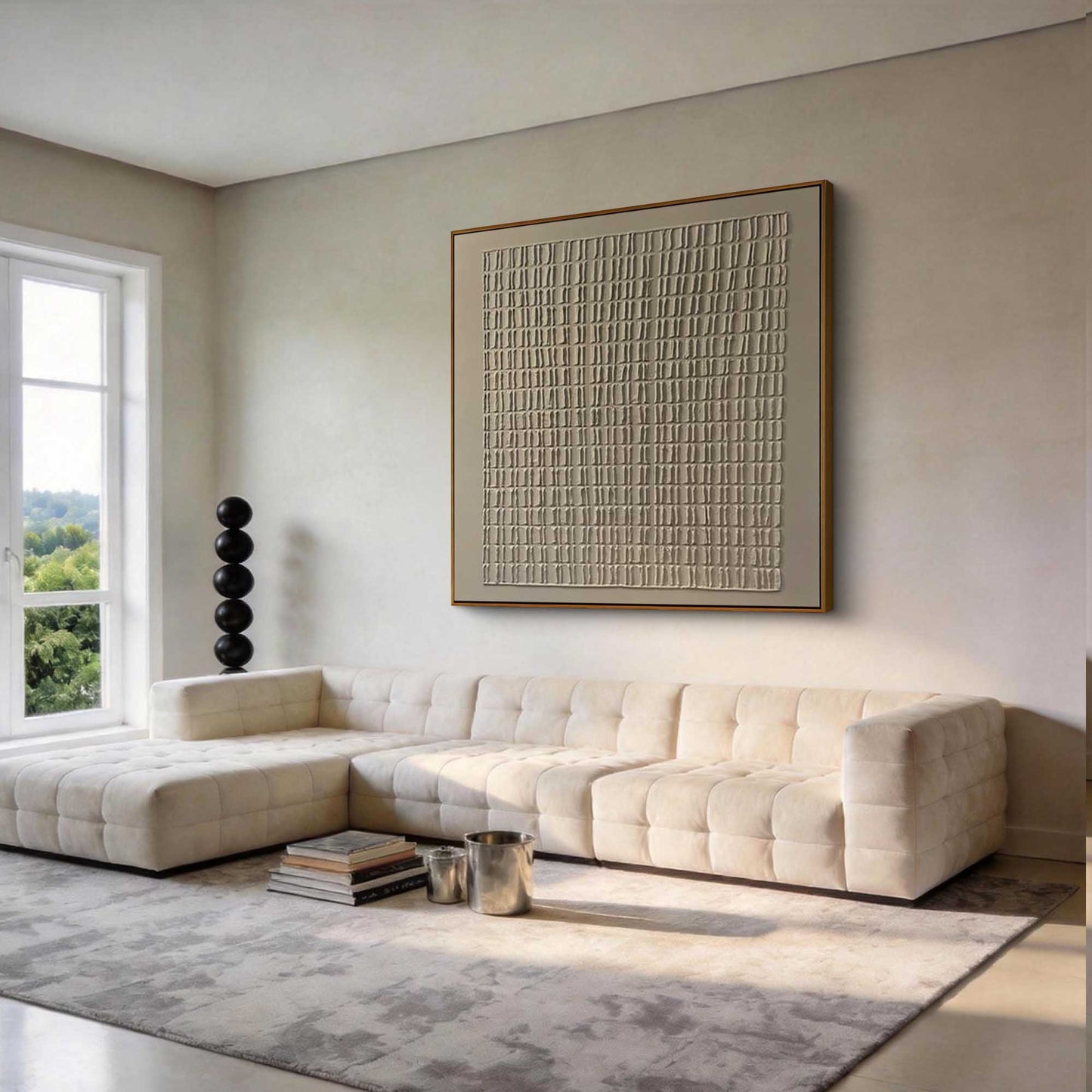 Neutral Grid Minimalist Painting