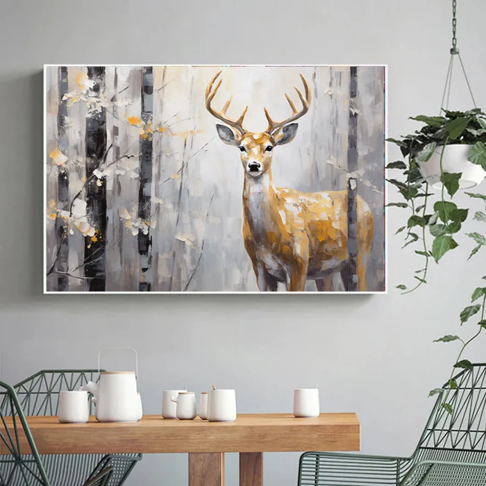 Golden Forest Stag Oil Painting