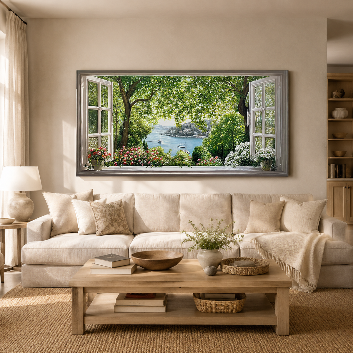 Window Escape¨CSerene Lake Landscape Painting