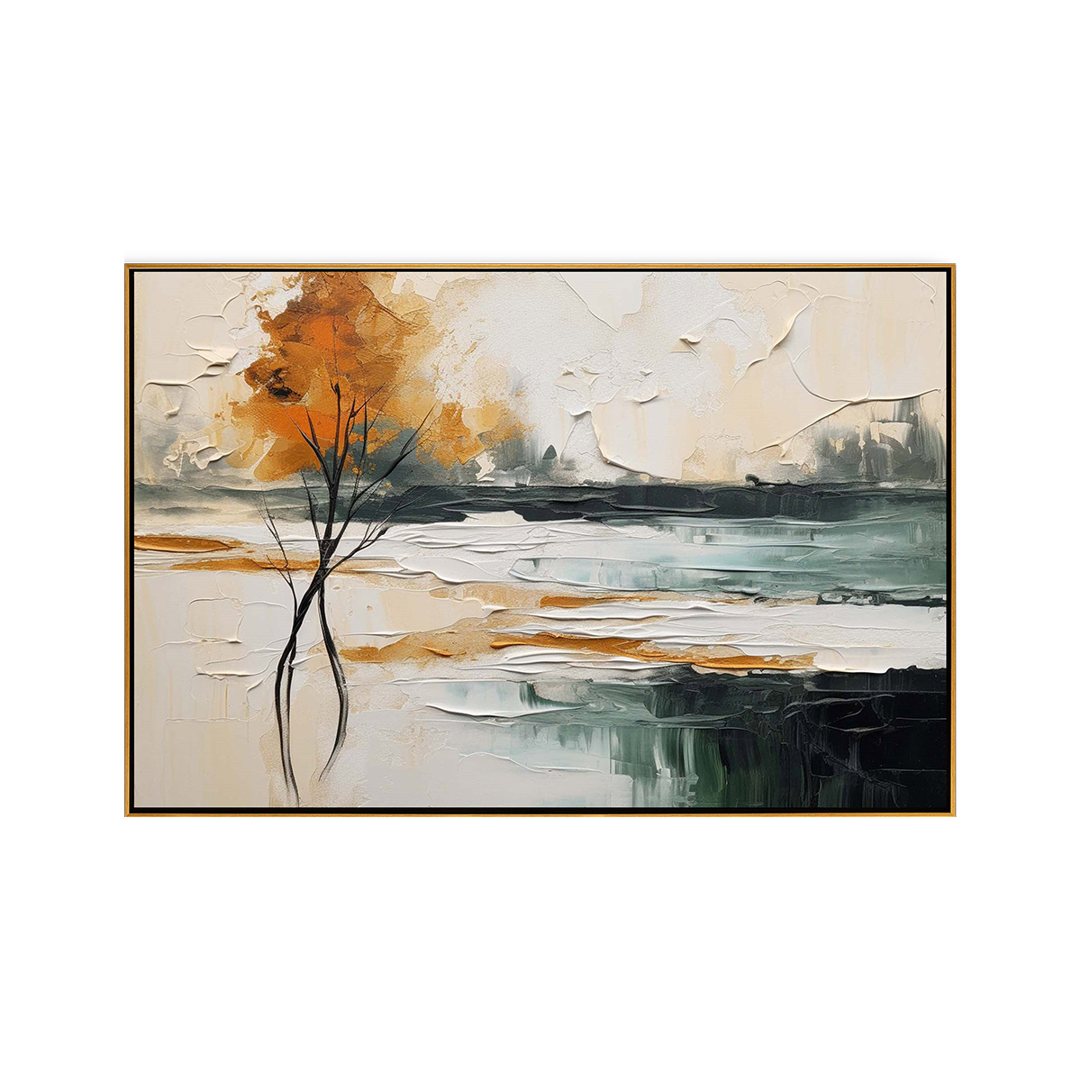 Amber Solitude Landscape Impasto Canvas Art