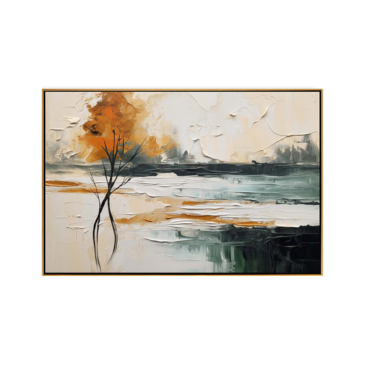 Amber Solitude Landscape Impasto Canvas Art