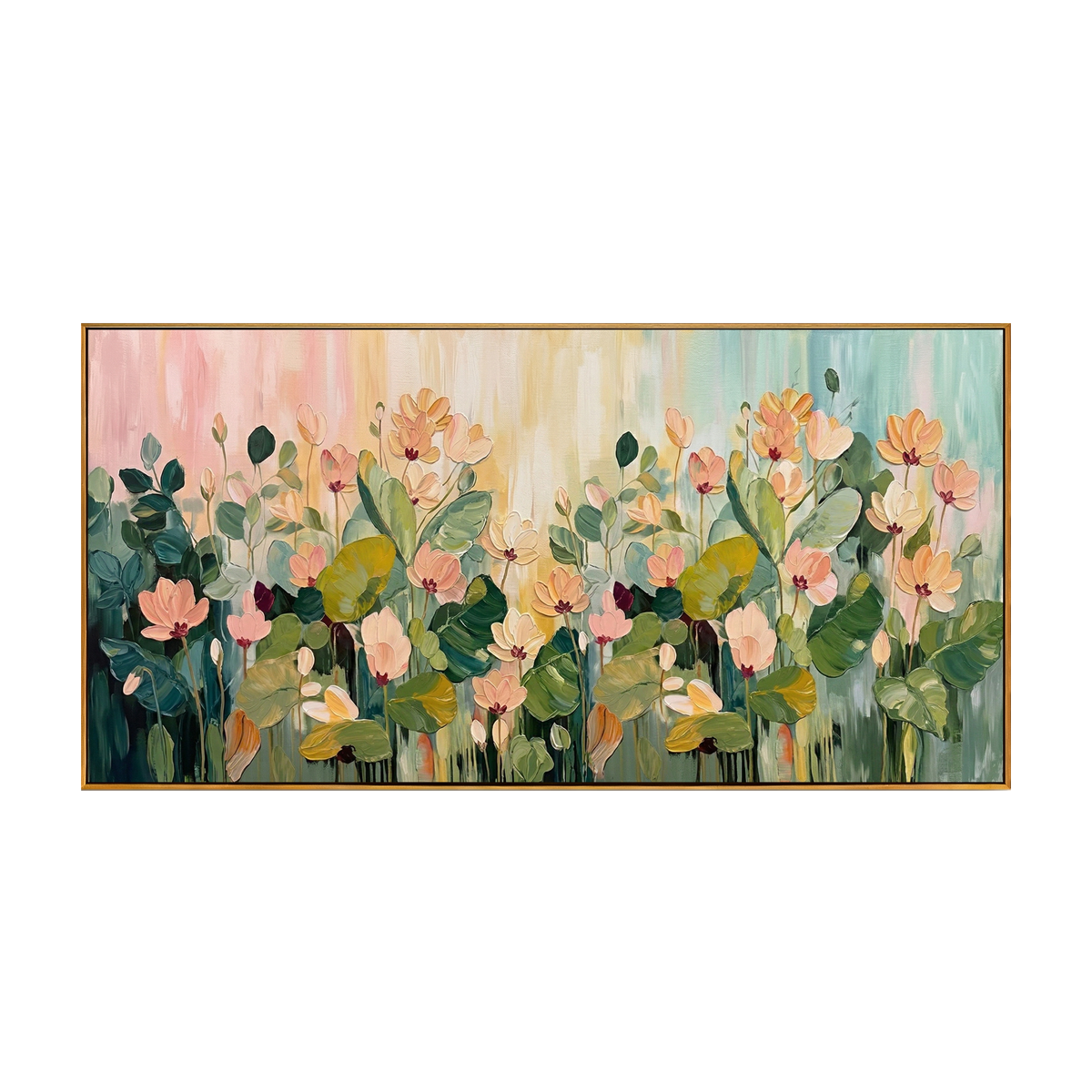 Blush Meadow Floral Impasto Oil Painting