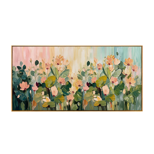 Blush Meadow Floral Impasto Oil Painting
