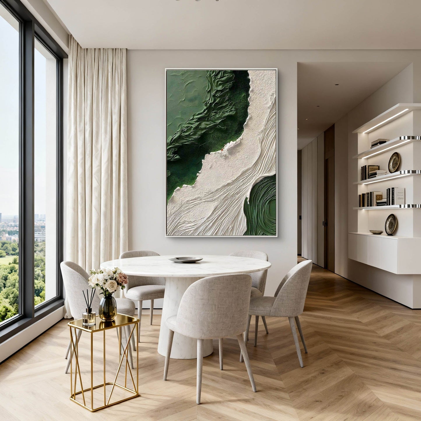 Emerald Coastline Wabi Sabi Canvas Art