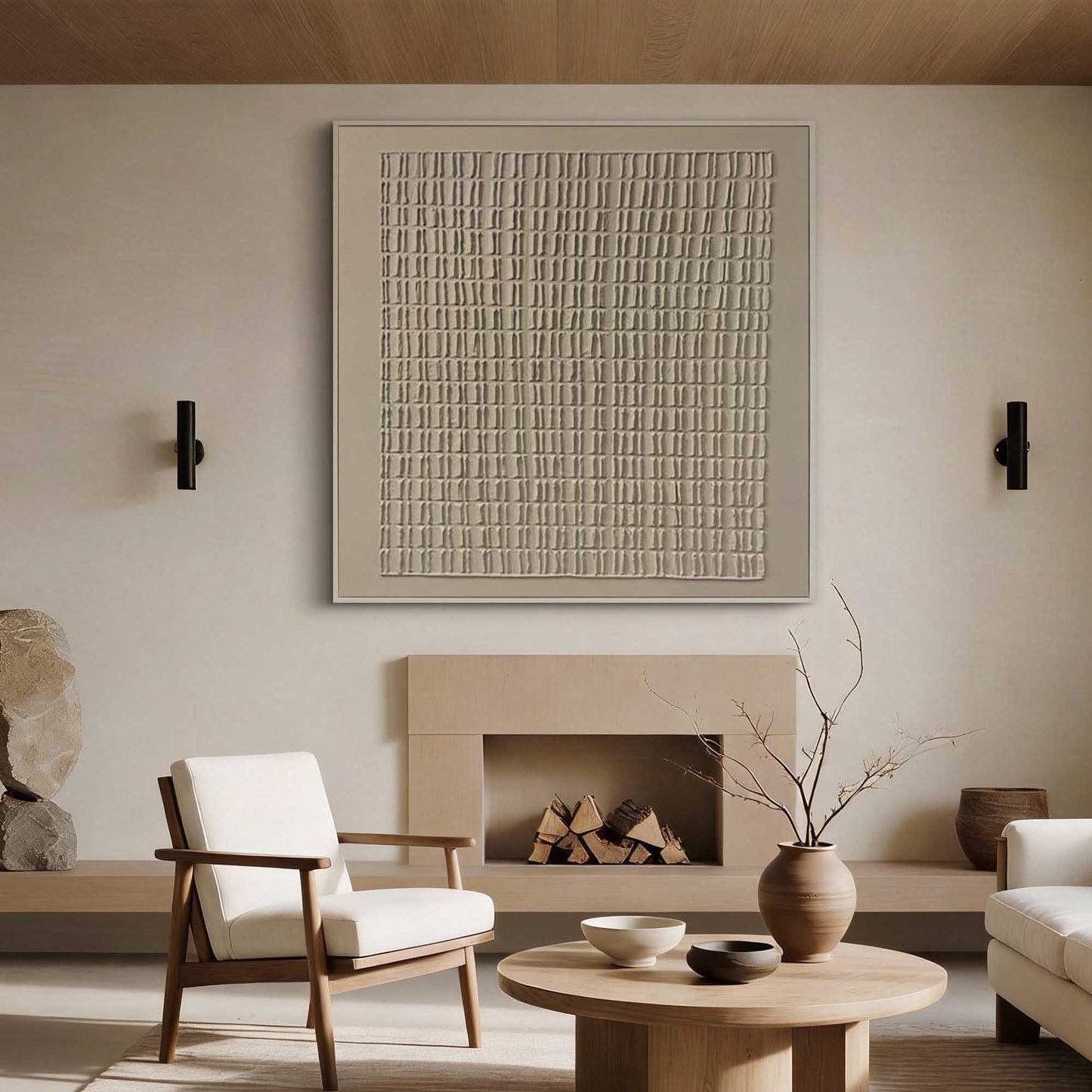 Neutral Grid Minimalist Painting