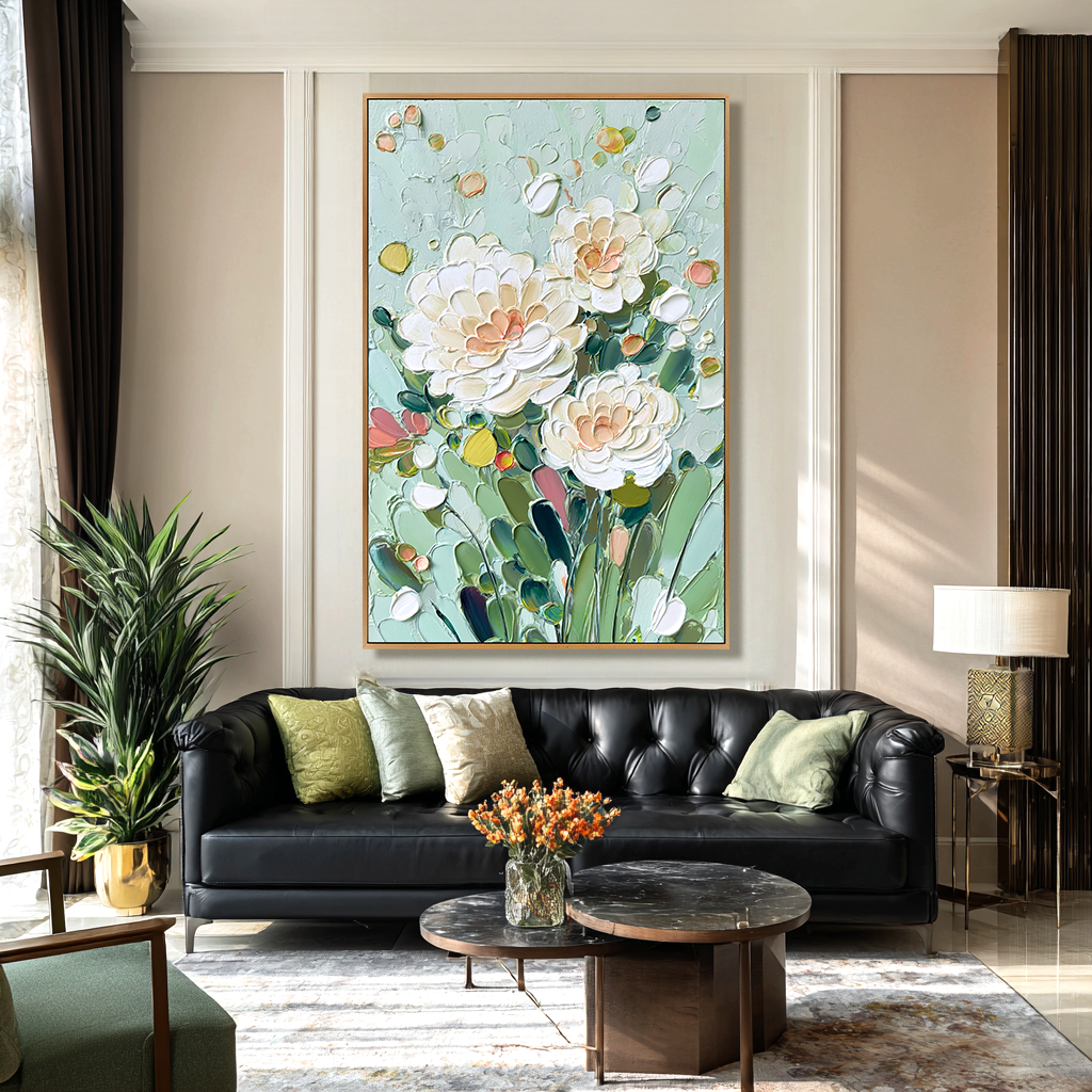 Mint Blossom Serenity Floral Painting