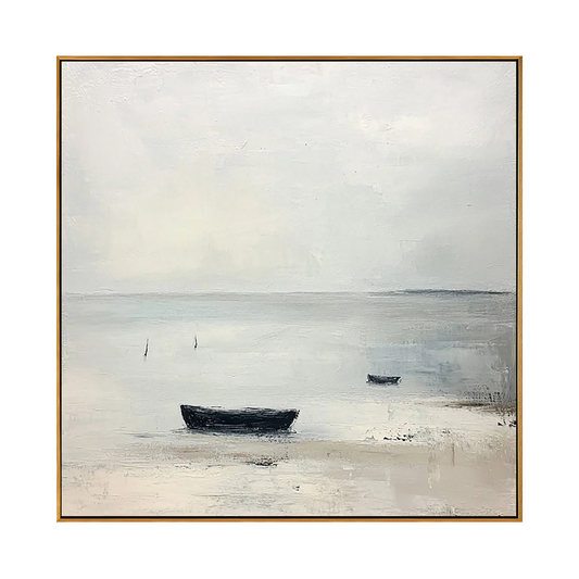 Still Shore Boat Landscape Painting
