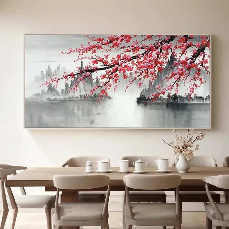 Red Plum Blossom Landscape Painting