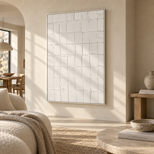 Whispered Texture Minimalist White Abstract Painting