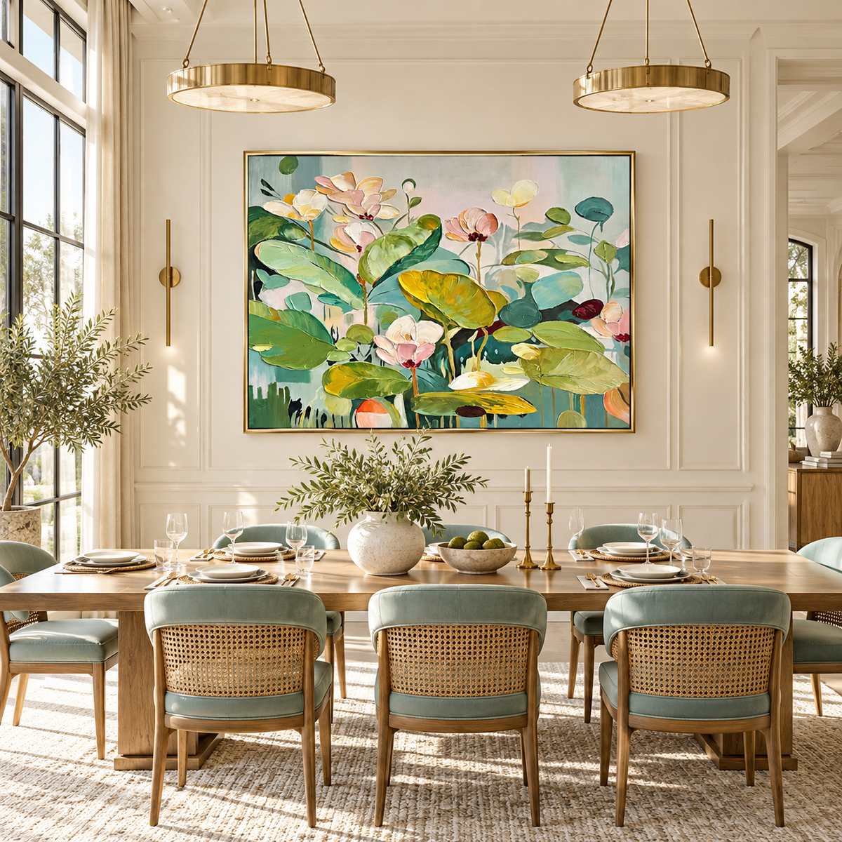 Green Floral Abstract Painting