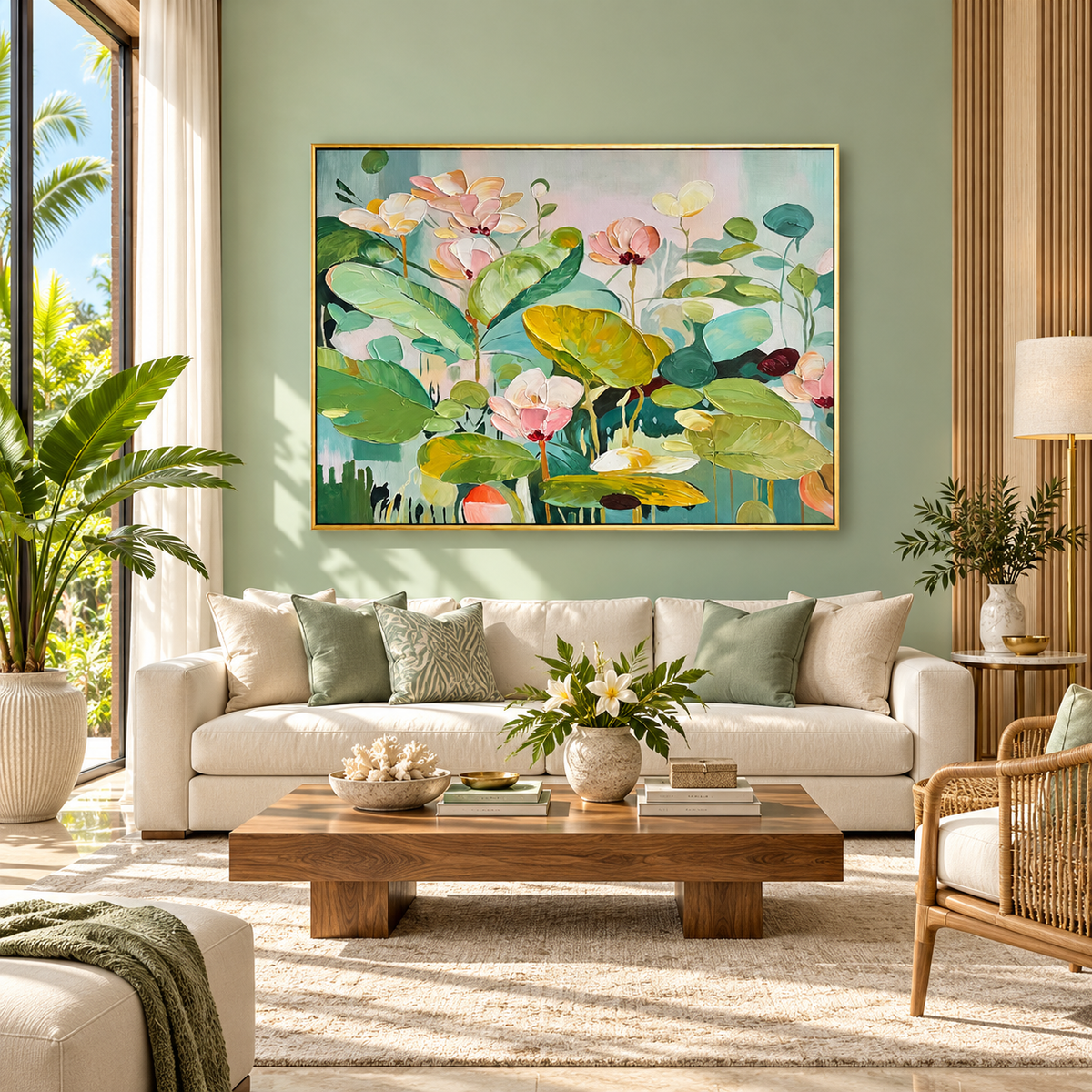 Green Floral Abstract Painting