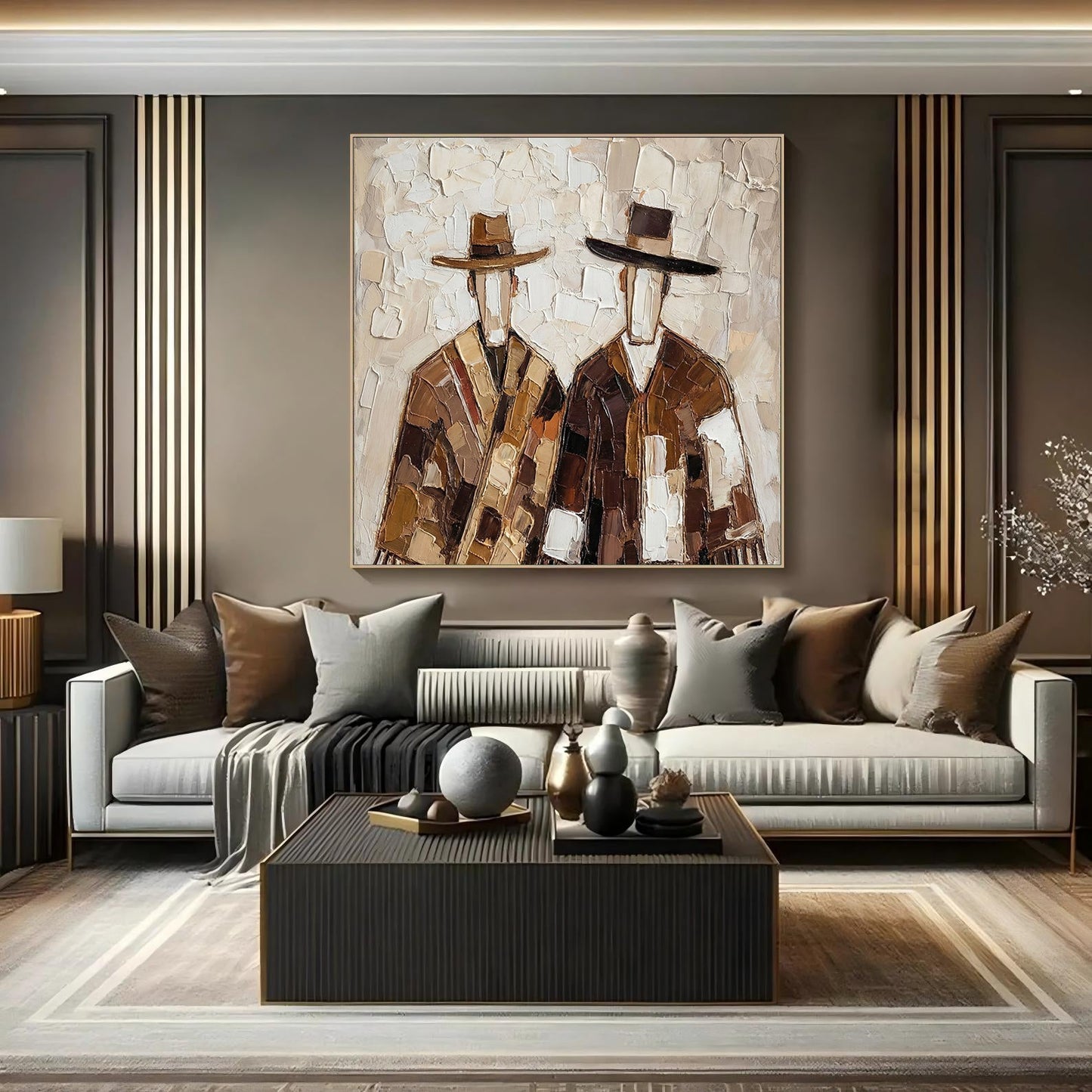Cultural Bond – Textured Figurative Painting in Earth Tones