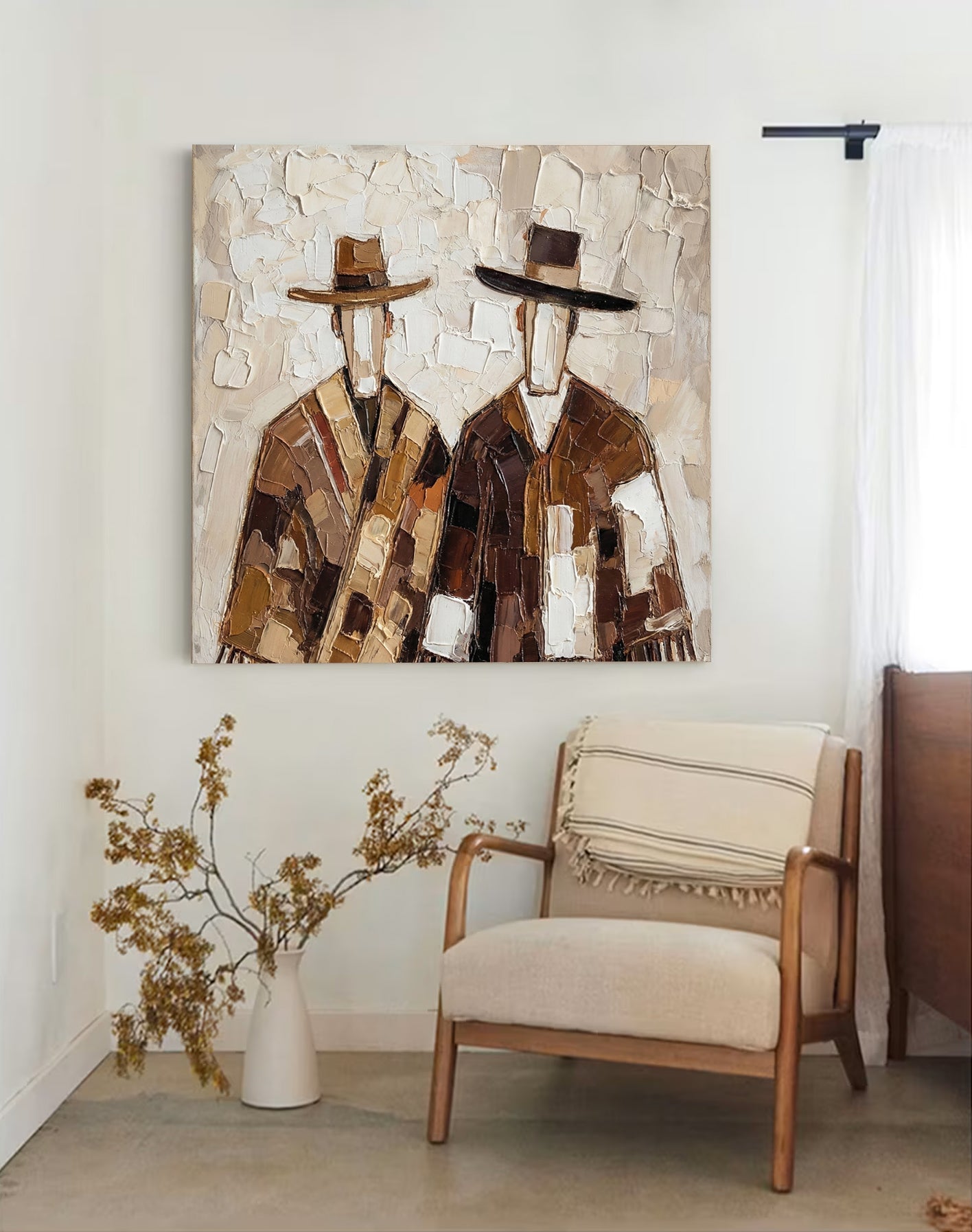 Cultural Bond – Textured Figurative Painting in Earth Tones
