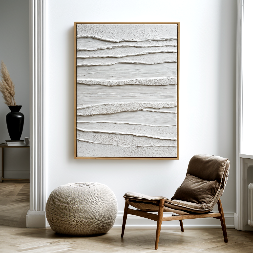 White Minimalist Textured Painting #ART103