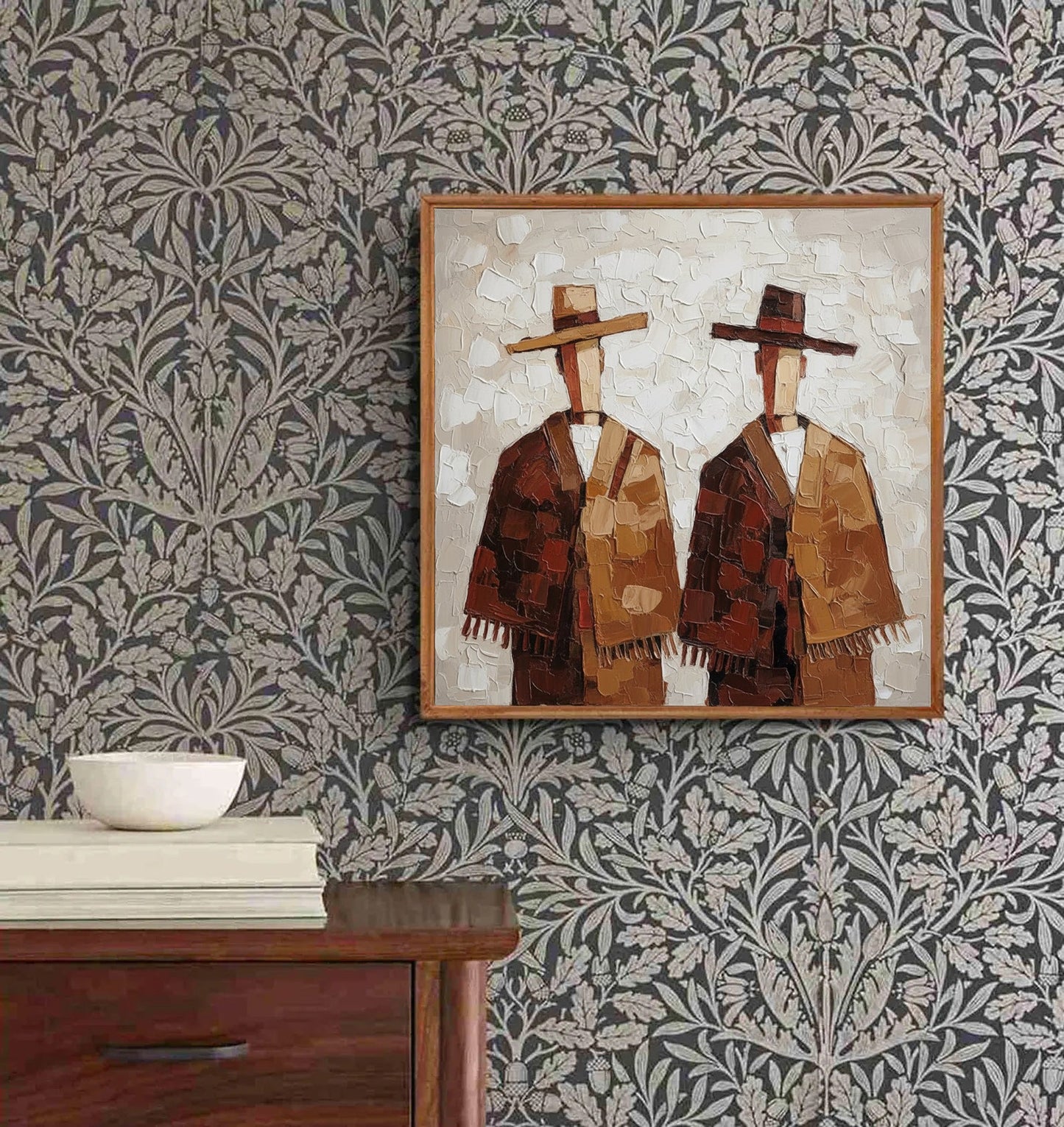 Cultural Duo – Earthy Textured Figurative Painting
