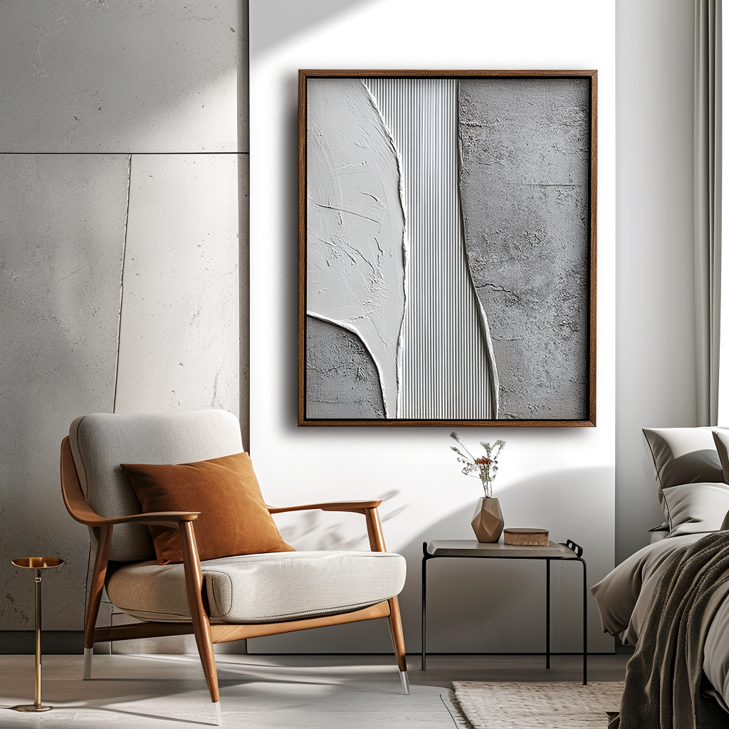 Grey and White Textured Abstract Painting #ART104