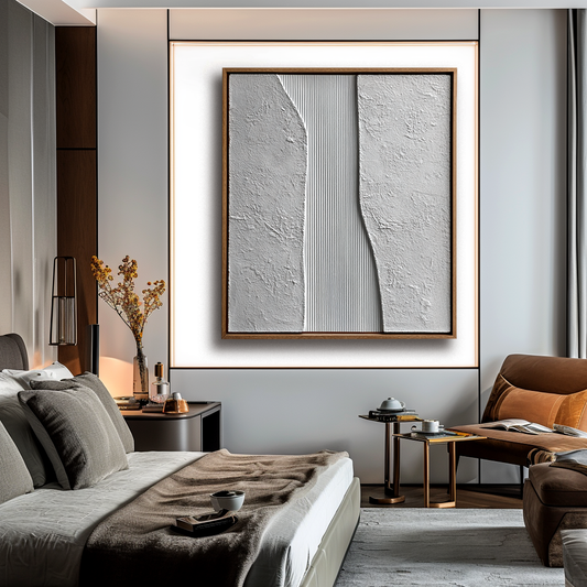 Grey White Minimalist Textured Painting #ART106