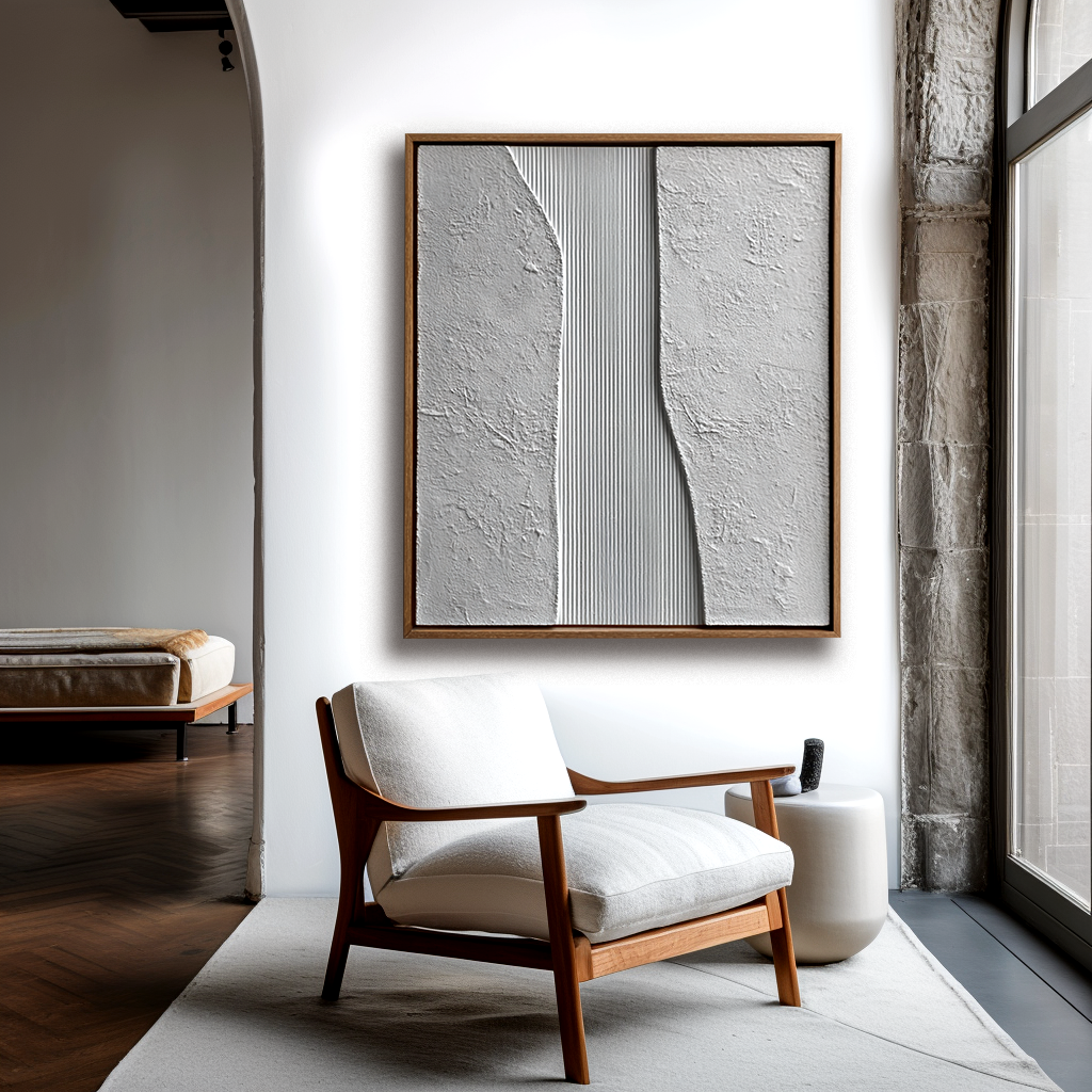 Grey White Minimalist Textured Painting #ART106