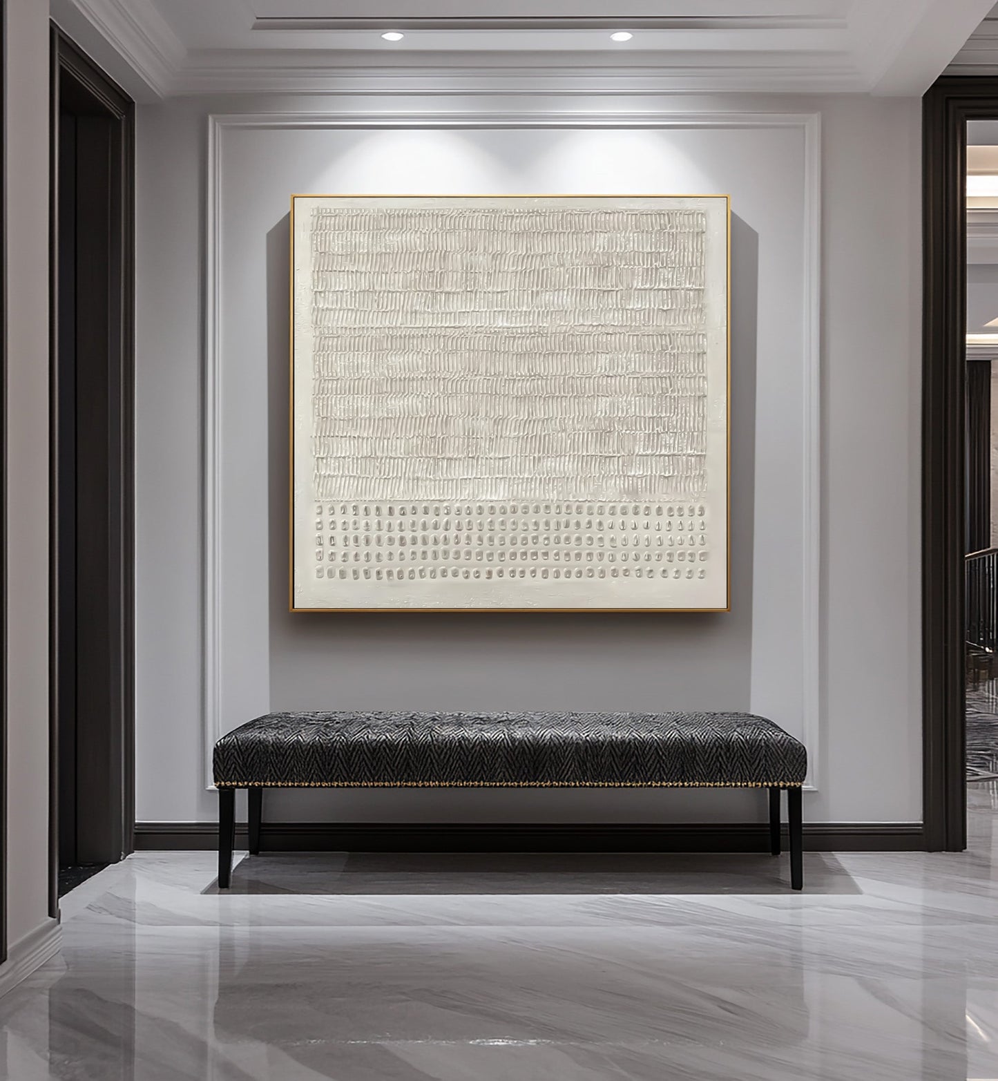 Ivory Rhythm Minimalist Textured Painting