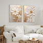 Set of 2 Soft Cream Gold Blossom Diptych Painting