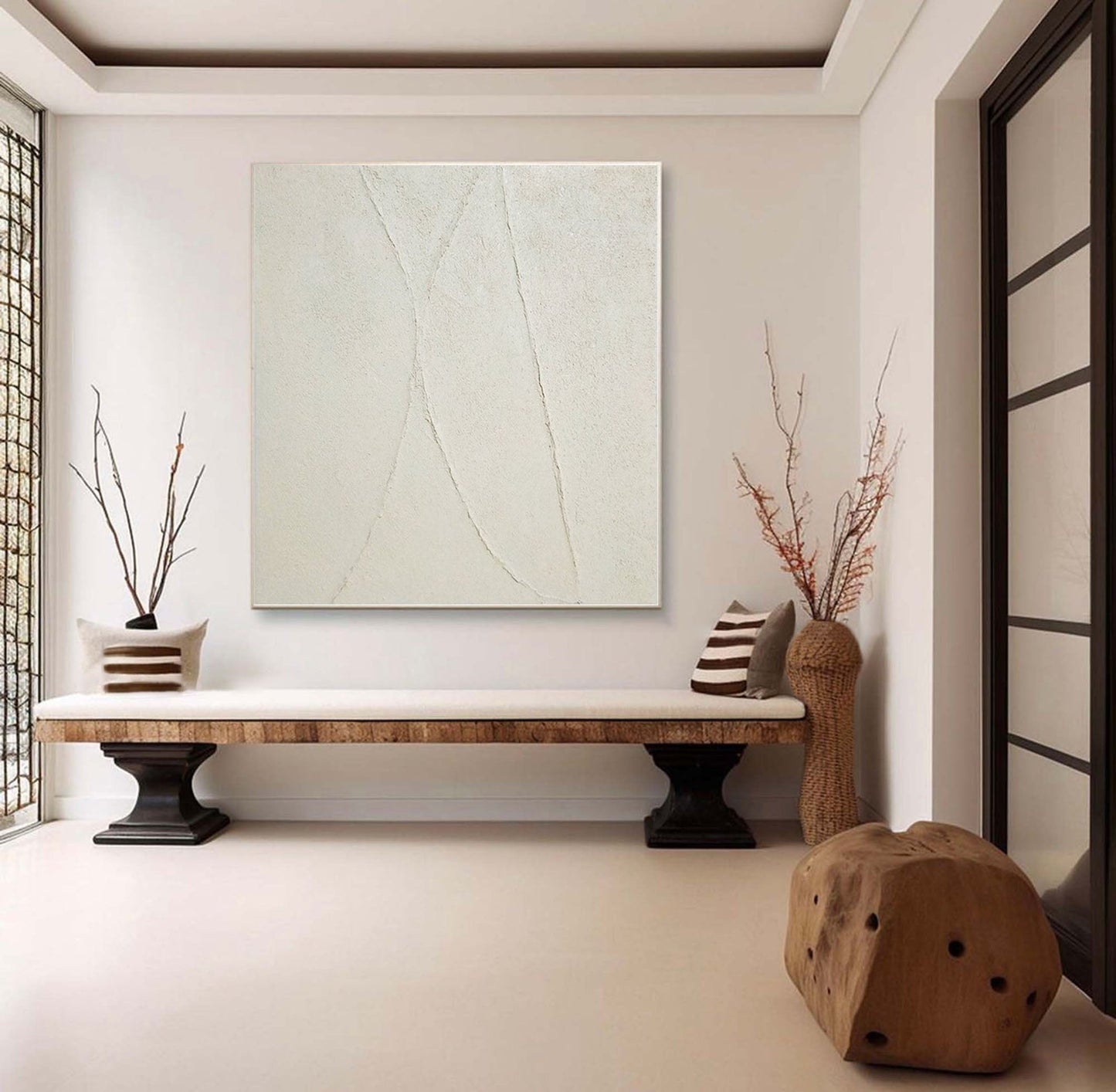 Gentle Trace Ivory Minimal Painting