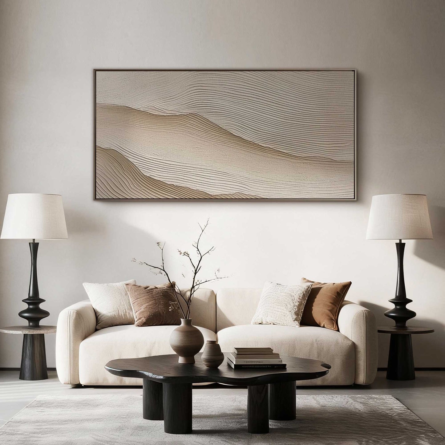 Beige Sand Wave Textured Abstract Painting