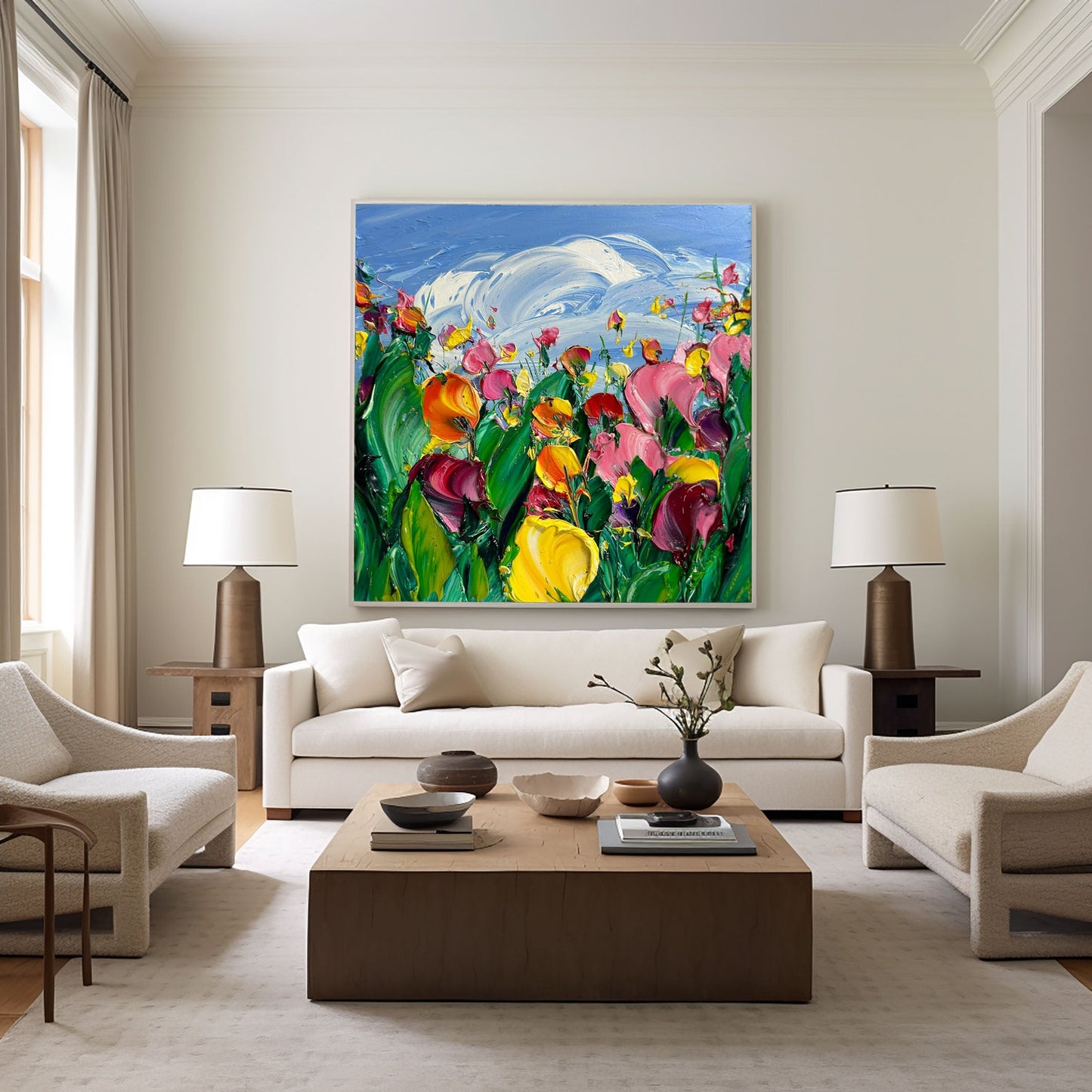 Sky Meadow Tulip Texture Painting