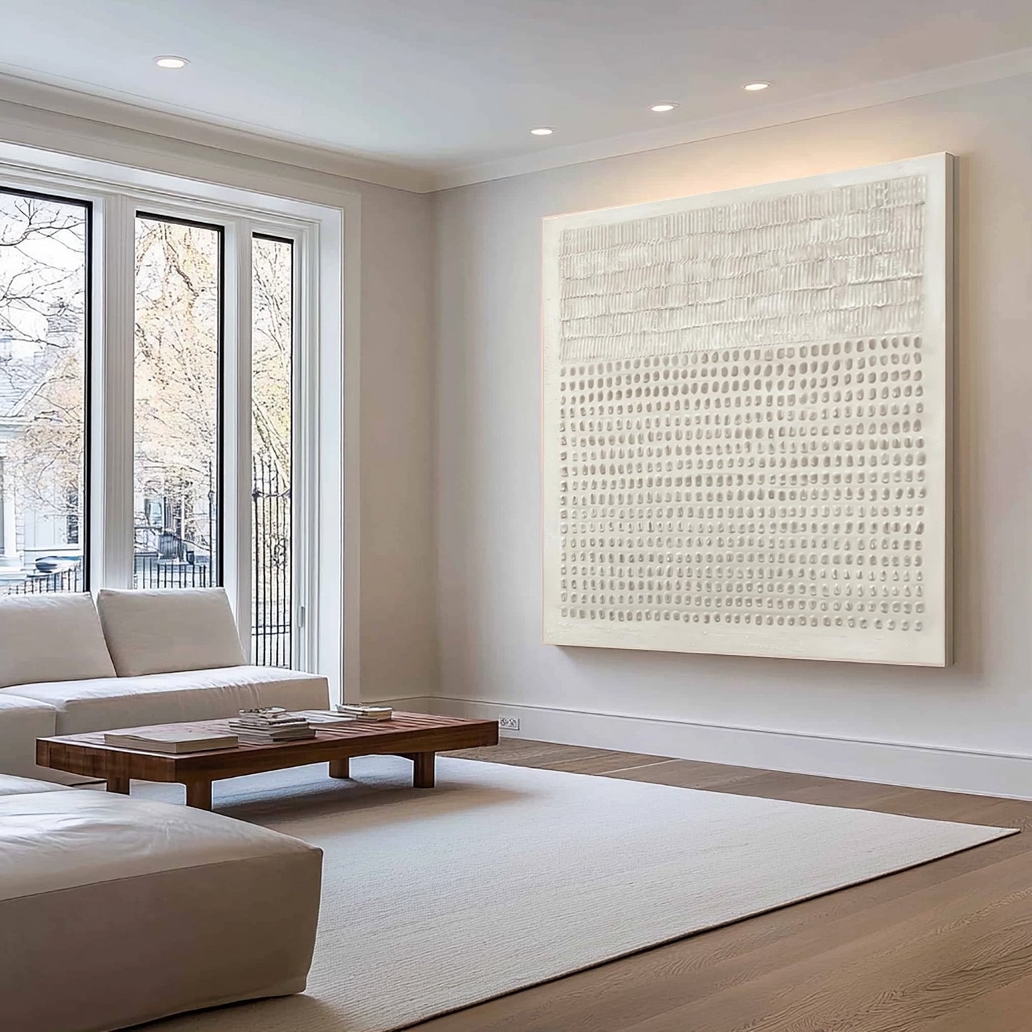 Ivory Rhythm Minimal Texture Painting