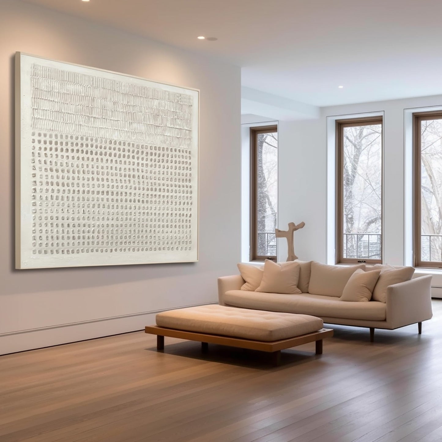 Ivory Rhythm Minimal Texture Painting