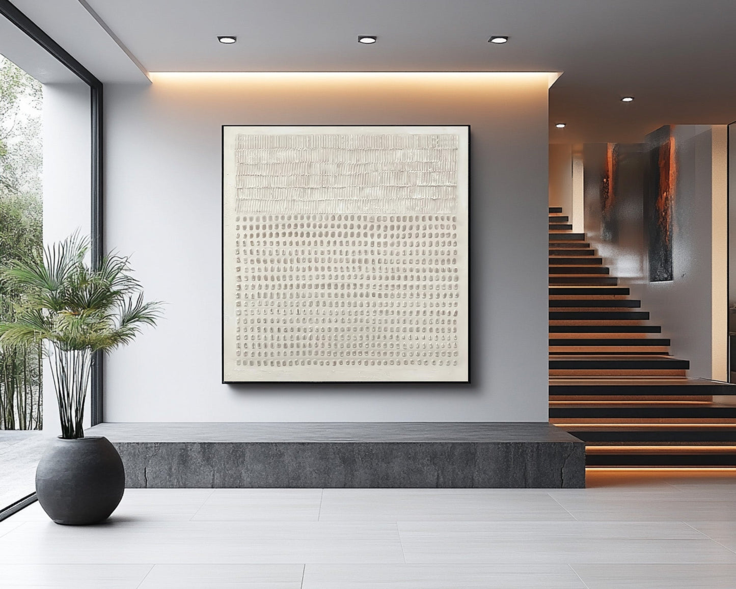 Ivory Rhythm Minimal Texture Painting