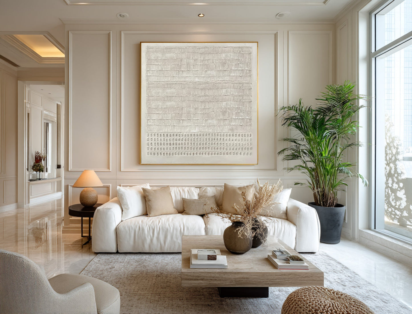 Ivory Rhythm Minimalist Textured Painting