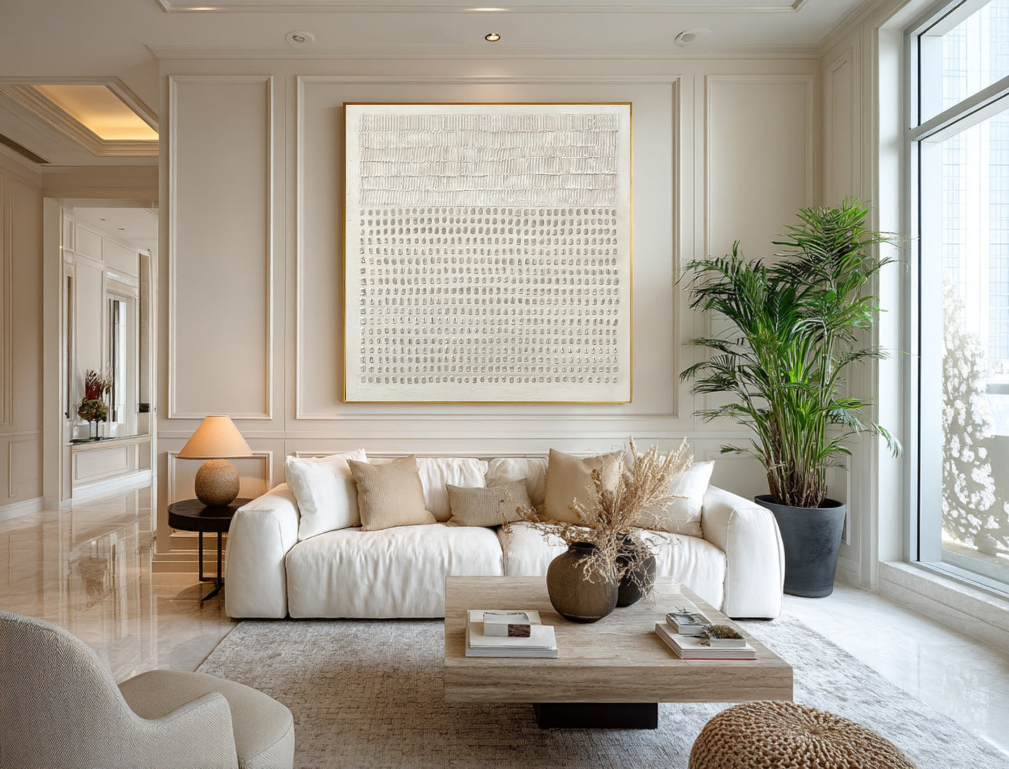 Ivory Rhythm Minimal Texture Painting