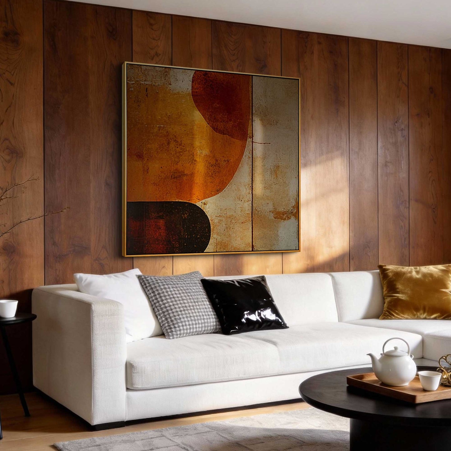 Amber Geometric Abstract Painting