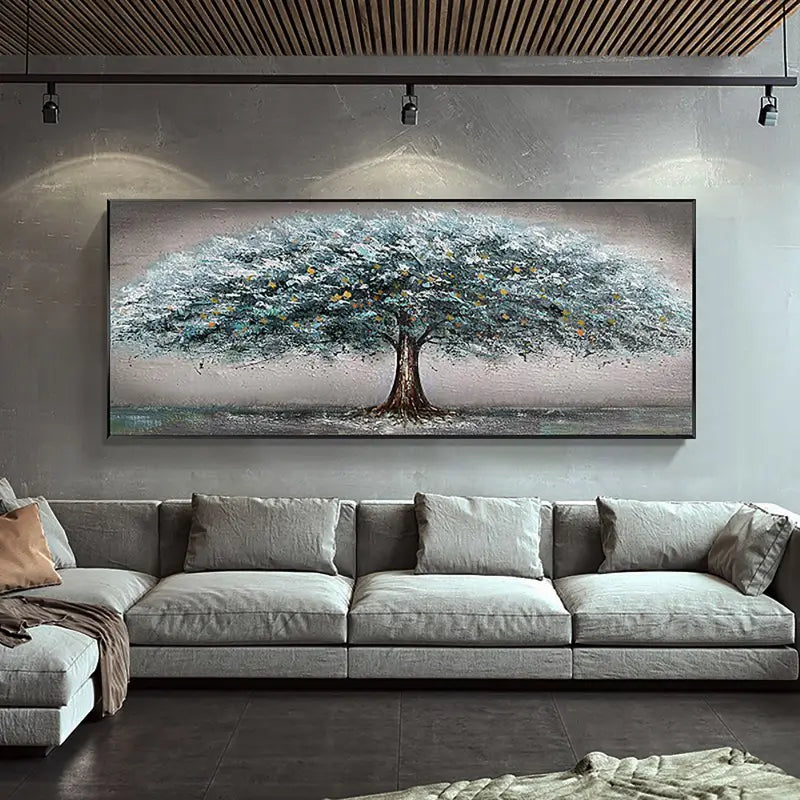Silent Canopy Blue Tree Abstract Painting