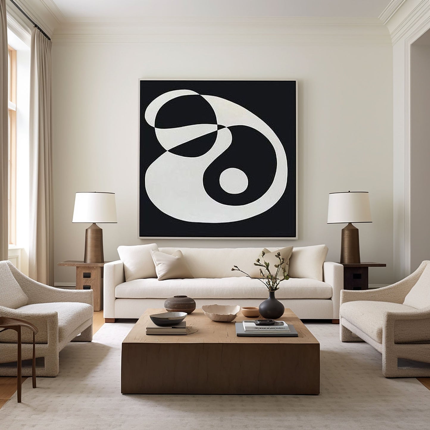 Eclipse Balance Black White Abstract Painting