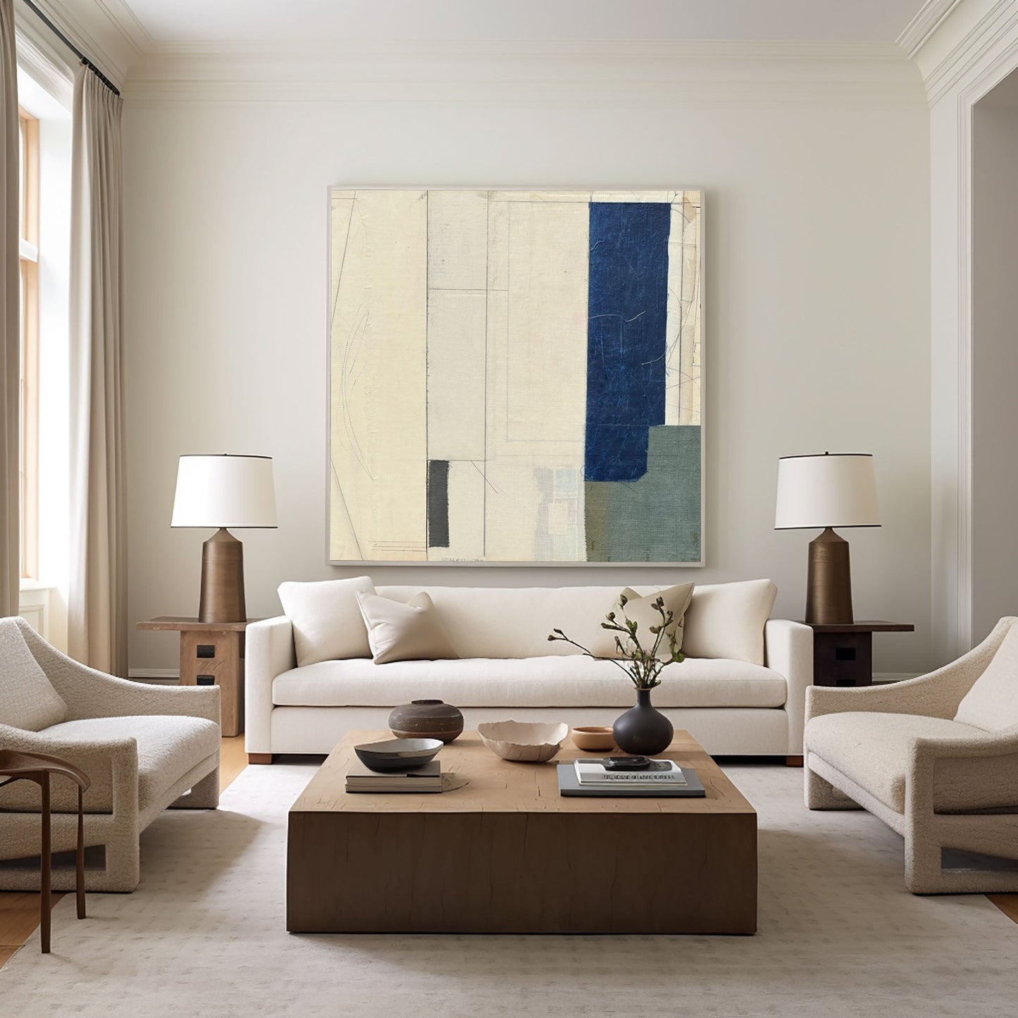 Deep Indigo Modern Abstract Painting