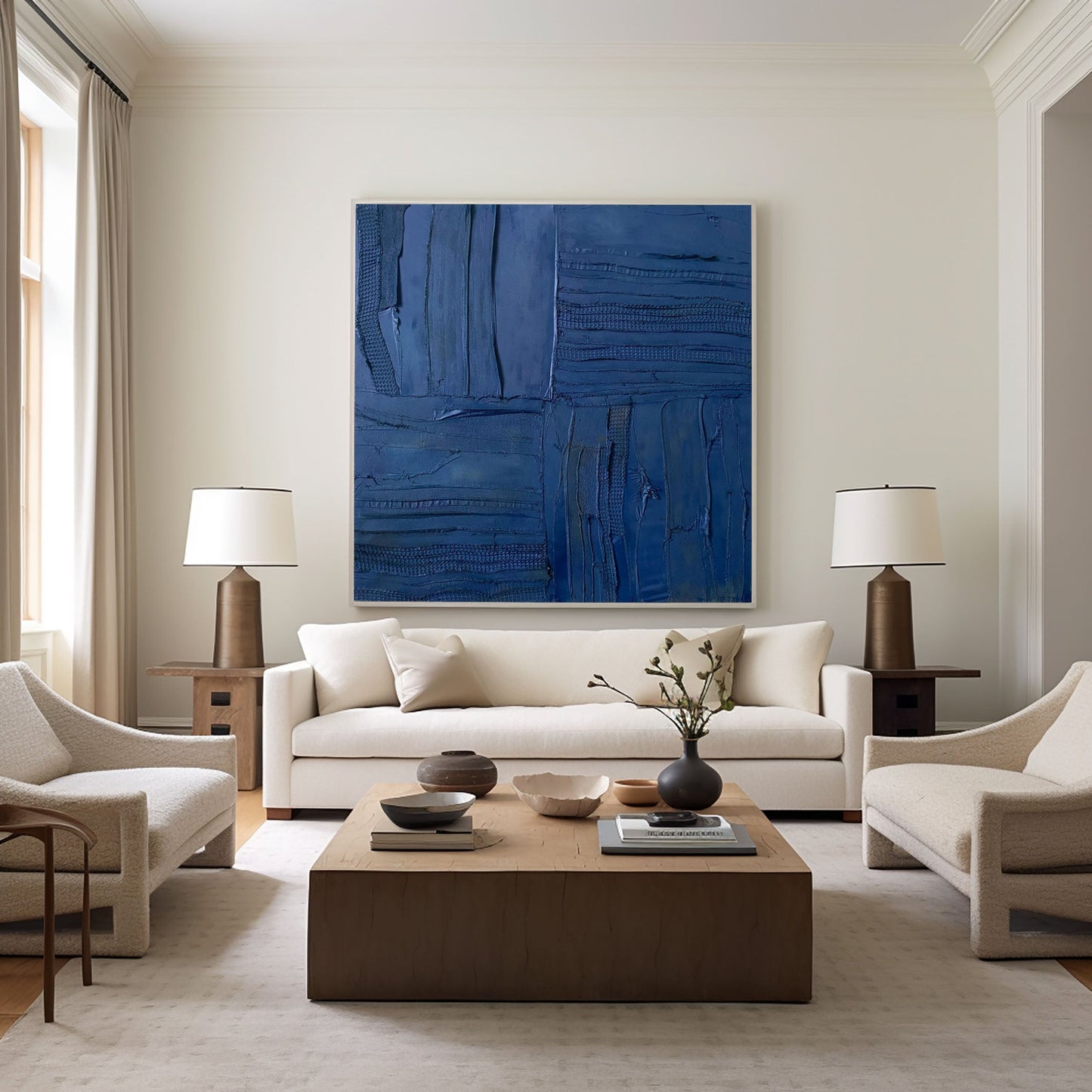 Midnight Indigo Textured Abstract Painting