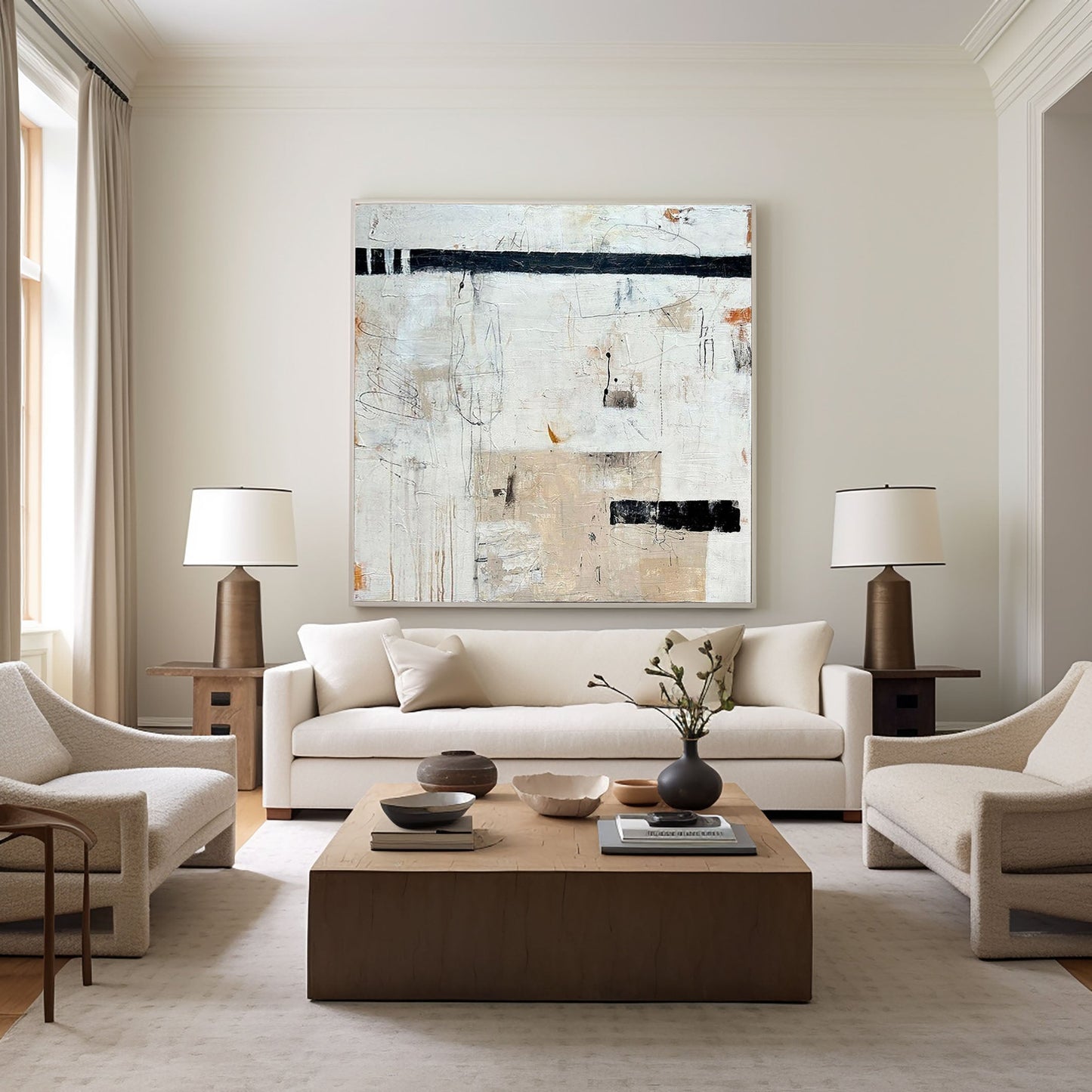 Silent Horizon Neutral Abstract Painting