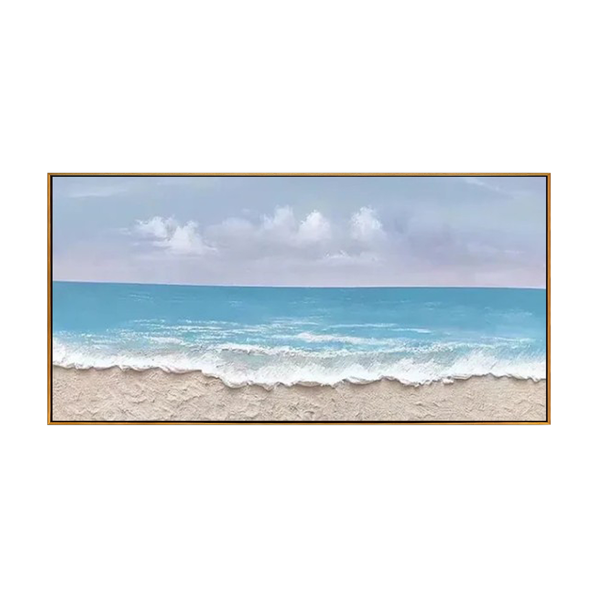 Turquoise Shoreline Textured Ocean Painting