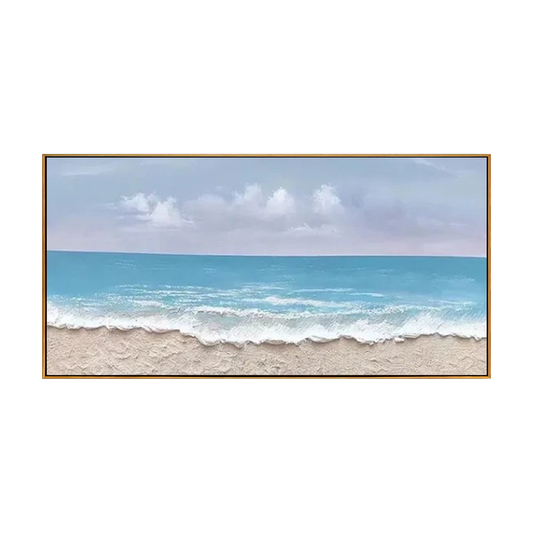 Turquoise Shoreline Textured Ocean Painting