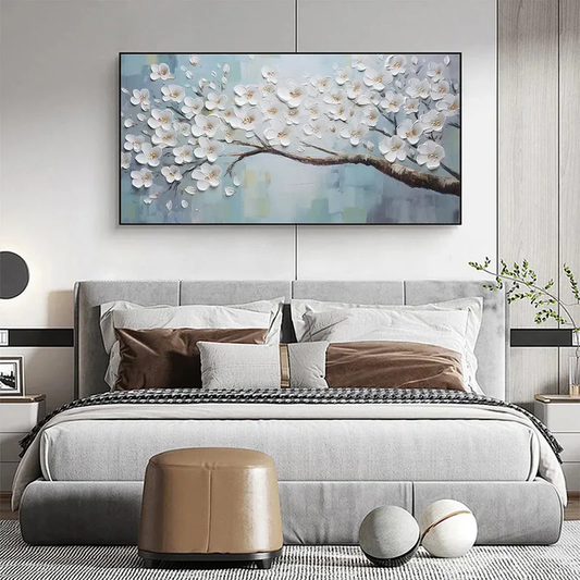 White Magnolia Textured Painting