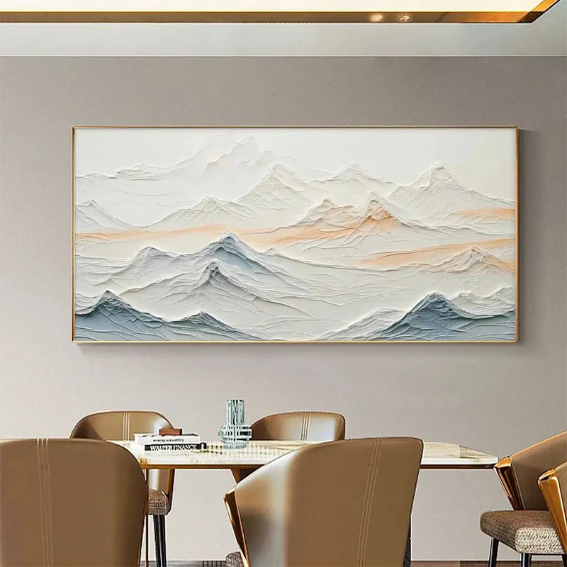 Silent Peaks Textured Mountain Painting