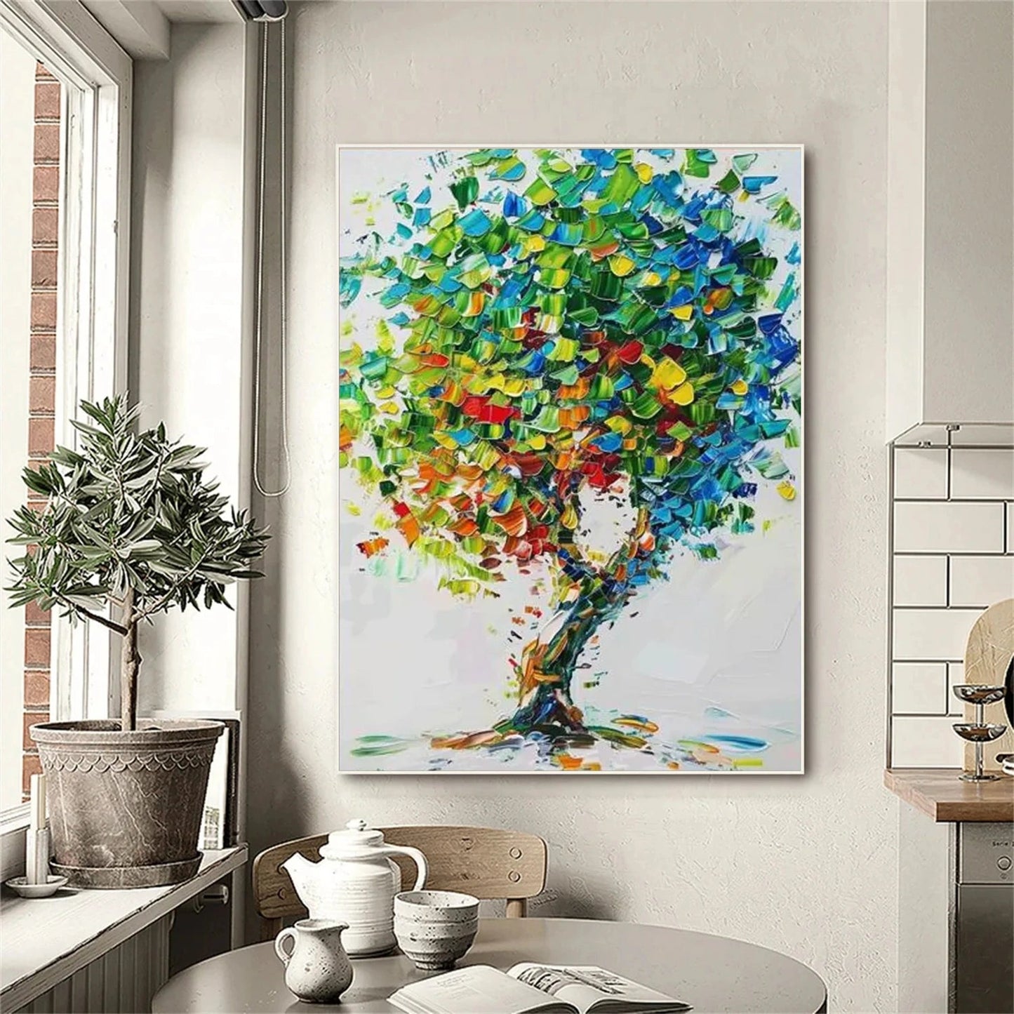 Verdant Mosaic Tree Abstract Painting