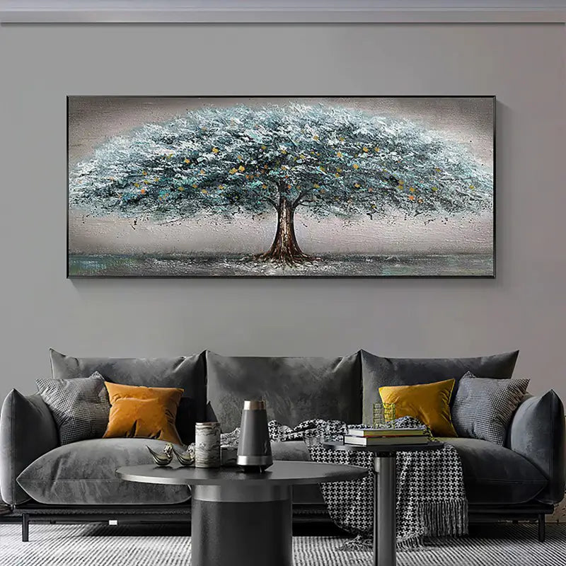 Silent Canopy Blue Tree Abstract Painting