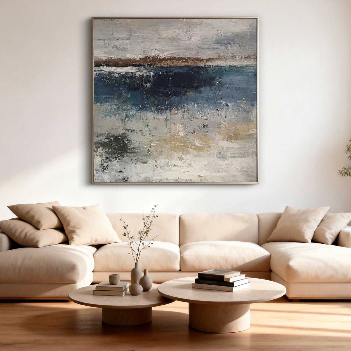 Vintage Horizon Abstract Seascape Painting