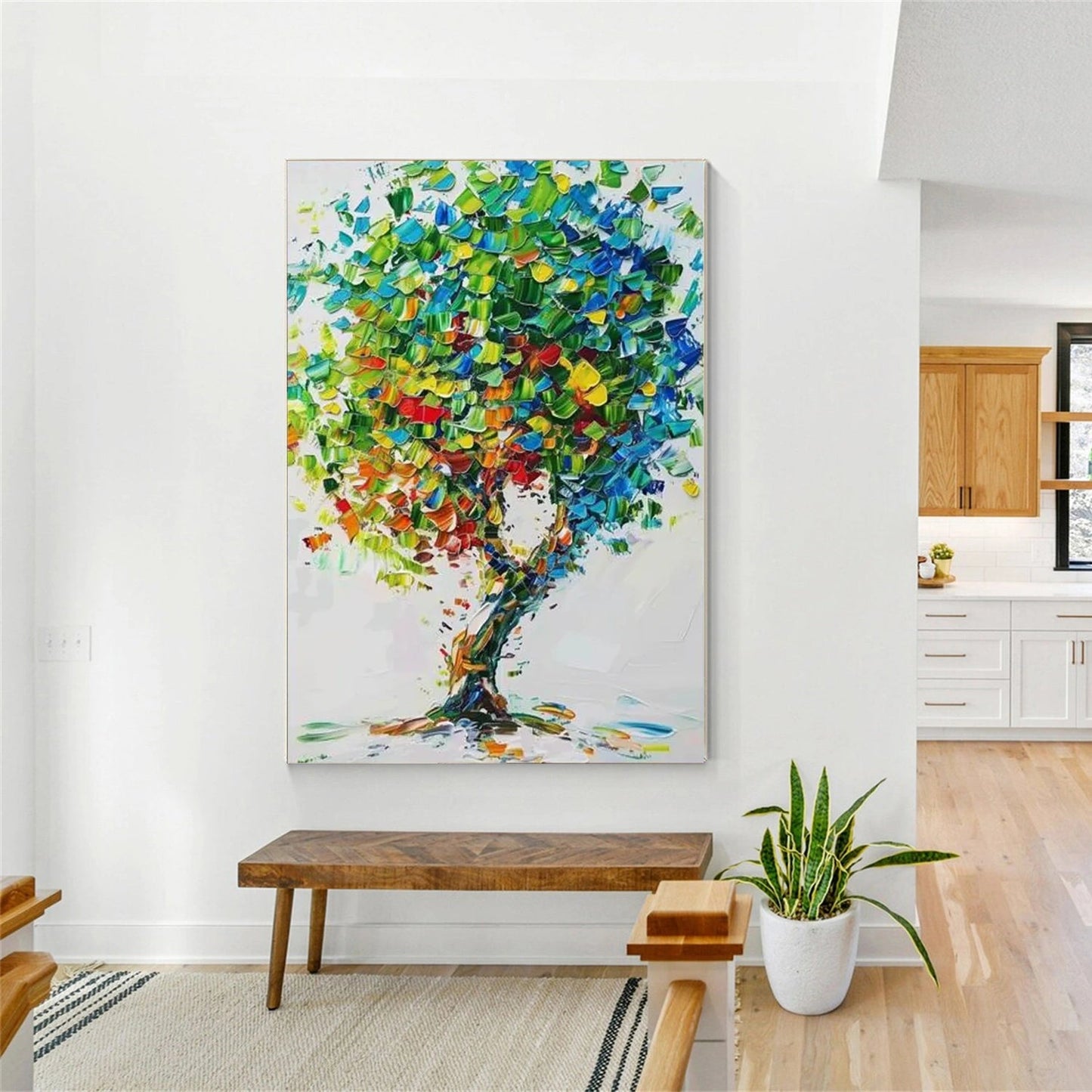 Verdant Mosaic Tree Abstract Painting