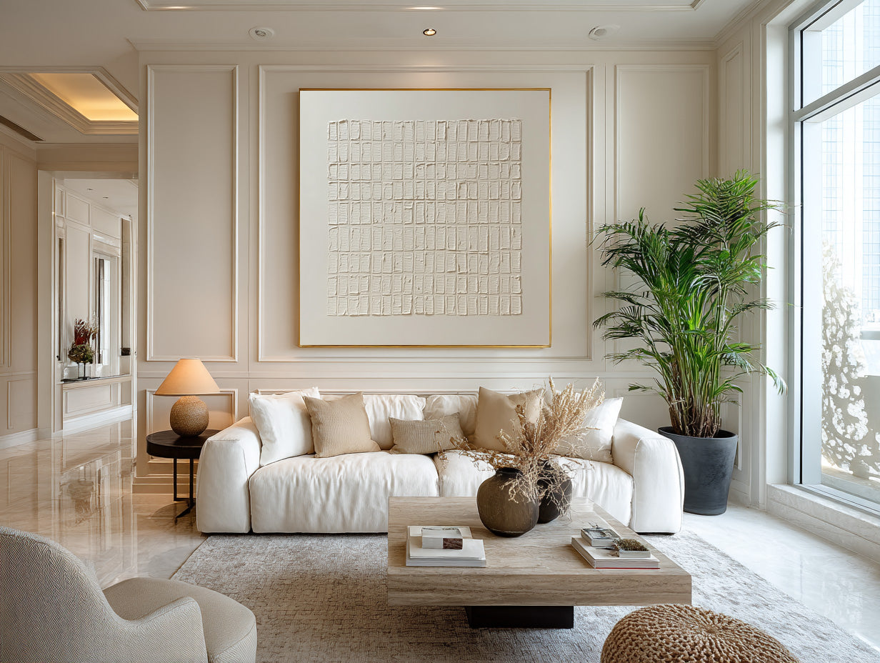 Silent Rhythm Grid Textured Painting